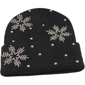 OEM Black Studded Beanie Hat Rib Knit Winter Warm <b>Cap</b> Women <b>Men</b> Soft Stretch Custom Logo Streetwear Skull Hat - Product Image 2
