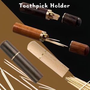 Porta stuzzicadenti portatile in legno, custodia impermeabile con 9 pezzi, per picnic all'aperto C - Product Image 3