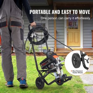 Pulvérisateur électrique sans air haute performance 950W 3000PSI sur chariot, pour peinture intérieure domestique, pistolets de pulvérisation puissants - Product Image 6