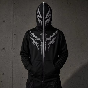 Sweat-shirt à capuche surdimensionné personnalisé avec strass, 100% coton, molleton épais, fermeture éclair, streetwear unisexe, OEM ODM - Product Image 1