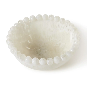 Tazón de Jade Blanco de Diseño Moderno, Hecho a Mano con Resina Pulida, Borde con Cuentas, Ecológico, Ligero, Apto para Lavavajillas, Ideal para Regalos de Boda - Product Image 4