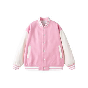 Chaqueta Varsity Unisex de Invierno, Chaqueta de Béisbol Letterman de Moda para Hombre, Talla Grande, Logotipo Bordado de Oveja, Botones, Mangas de Cuero - Product Image 1