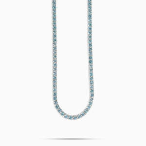 Blue Diamond Tennis <b>Chain</b> 925 Sterling <b>Silver</b> VVS1 Moissanite Necklace Hip Hop Jewelry - Product Image 1