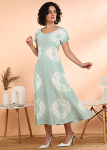 Robe évasée trapèze en rayonne tie & dye pour femme, séchage rapide, idéale pour l'été, les fêtes, le style de vie moderne et le quotidien, meilleur prix, en stock - Product Image 2
