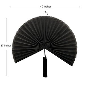 Handcrafted Bamboo <b>Wall</b> Hanging Fan Black Halloween <b>Decoration</b> <b>Large</b> Boho <b>Wall</b> Art for Living Room Bedroom and Party - Product Image 2
