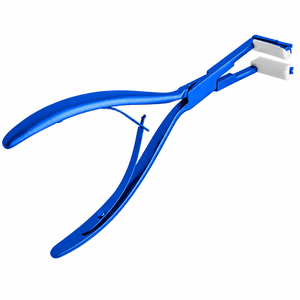 คีมต่อผมโลหะสีน้ำเงินพร้อมปลายบุนวมสีขาวสำหรับการติดตั้งและการถอดออก - Product Image 3