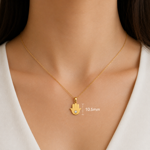 Collar con Colgante de Mano de Hamsa Chapado en Oro, Plata de Ley 925, Diamante de Corte Radiante, Joyería Minimalista de Lujo para Mujer - Product Image 1