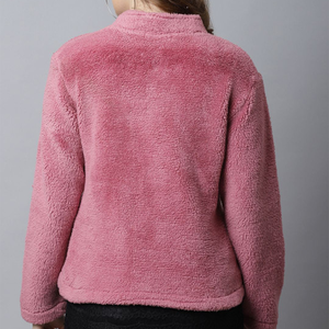 Manteau en fausse fourrure Sherpa pour femme, respirant, chaud, en polaire, décontracté, à capuche, avec fermeture éclair, col zippé, veste pour la neige, confortable, fermeture à boutons - Product Image 5