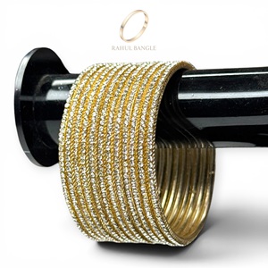 Bracelets tendance en acier inoxydable plaqué or, style mariée, best-sellers, avec cristaux scintillants, pour mariage, prix de gros - Product Image 1