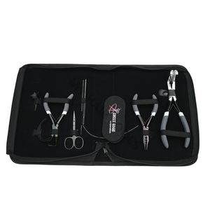 Kit d'outils professionnel pour extensions capillaires dorées avec pinces de retrait et de fixation de perles, aiguilles courbées et mini-ciseaux de salon, anneaux de séparation - Product Image 1