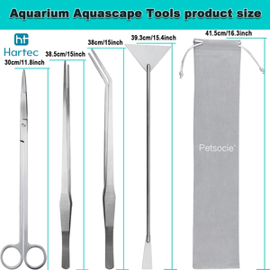 Juego de Herramientas Profesionales de Acero Inoxidable para Acuarios, Tijeras para Recortar Plantas Acuáticas, Pinzas Curvas, Espátula, Kit para Acuarios - Product Image 3