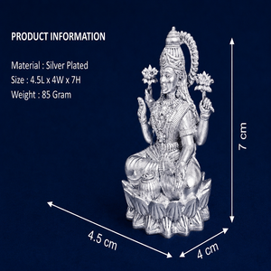 <b>Ornamental</b> Silver Plated Goddess Lakshmi Showpiece Decorative Metal Idol for Home Office Temple Interior and Sacred Display - Product Image 1