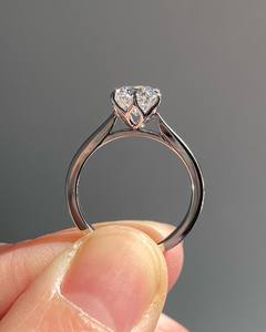 Anillo de compromiso clásico redondo con diamante solitario cultivado en laboratorio, oro rosa de 14 quilates, diseño minimalista, regalo de aniversario para mujer - Product Image 3