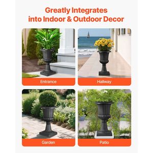 Confezione da 2 pezzi nero classico 9.8X16.5 pollici fioriere in plastica per urna da interno vaso esterno festa di nozze evento Home Stage giardino balcone - Product Image 6