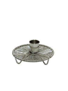 Candelabro Moderno de Metal Plateado, Base de Malla Metálica, Centro de Mesa Redondo Minimalista para Decoración del Hogar - Product Image 2