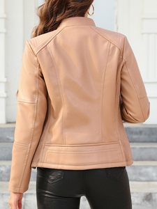 <b>Women</b> Slim Fit PU Leather Biker <b>Jacket</b> Lightweight Zip Up Outerwear Bulk Order - Product Image 6