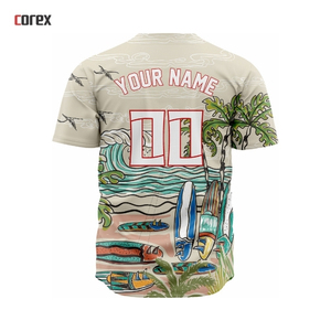 Corex Full Print <b>Baseball</b> Jersey Unisex Summer Breathable Anti-Bacterial Heat Transfer Printed Polyester Short Sleeve Sport - Product Image 2