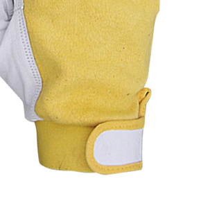 Gants de travail en cuir de vachette personnalisés avec logo, antidérapants, séchage rapide, quatre saisons, sécurité du poignet, jaune et blanc, pour le travail industriel - Product Image 6