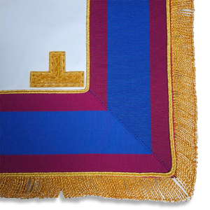 Tablier maçonnique de la Franc-maçonnerie provinciale, brodé avec un écusson de Londres, bordure bleu cramoisi, franges dorées, insignes maçonniques - Product Image 5