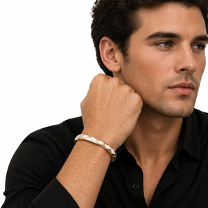 18ct Rose Gold Two Tone Geometric Faceted <b>Bangle</b> Bracelet for <b>Men</b> Minimalist Modern Design Luxury Gents Jewelry Daily Wear Party - Product Image 4