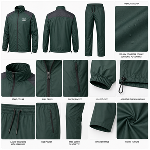 Custom Panel Raglan Design Full Sleeve Solid Color <b>Waterproof</b> Eco-Friendly Windproof Lightweight Sporty <b>Tracksuit</b> For Unisex - Product Image 4