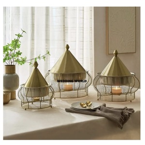 Ensemble de trois chauffe-plats en métal avec support pour bougie chauffe-plat, qualité supérieure, design élégant, forme ronde, chauffe-plats de table en métal - Product Image 1