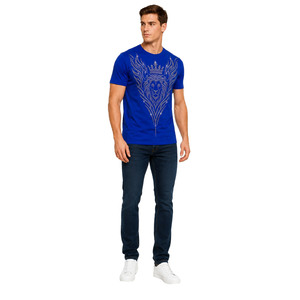 T-shirts pour hommes de haute qualité en polyester/coton bleu uni, design personnalisé avec strass, écologiques, respirants et à séchage rapide - Product Image 2