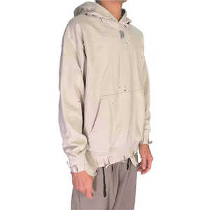 Hoodie déchiré le plus vendu pour hommes, en coton respirant avec appliques, style streetwear printanier, coupe classique - Product Image 3