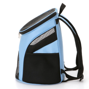 Blue Nylon Pet <b>Backpack</b> Carrier With Mesh Breathable Design For <b>Cats</b> Zipper Closure - Product Image 3