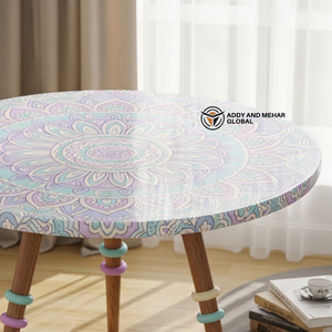 Blue Meena Design Wooden <b>Stool</b> Handcrafted <b>Round</b> Decorative Accent <b>Stool</b> Royal Blue Meena Pattern <b>Stool</b> - Product Image 3