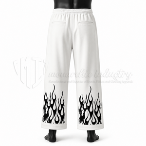 Pantalon de survêtement large personnalisé pour homme, imprimé flamme, style streetwear, fabriqué par un fabricant - Product Image 2