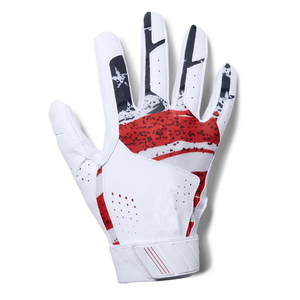 ถุงมือตีเบสบอล QASWA SPORTS ระดับพรีเมียม ประสิทธิภาพสูง สำหรับผู้ใหญ่ หนังลายขาว ฝ่ามือปักธงชาติอเมริกา สีแดง - Product Image 3
