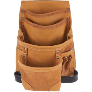 100% <b>Leather</b> <b>Tool</b> Pouch Multi Pocket Waist Bag Open Top Utility Belt Carrier for <b>Working</b> Professionals - Product Image 4