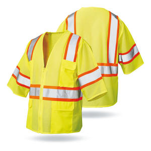 Gilet de sécurité en polyester haute visibilité personnalisé en gros, vêtements de travail réfléchissants unisexes pour les travailleurs de la construction et du trafic - Product Image 6