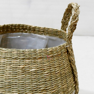 Panier de rangement carré en jonc de mer tressé à la main, organisateur en osier pour comptoir de cuisine et maison - Product Image 2