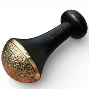 Varita de masaje Kansa para rostro, cuerpo y pies con mango de madera de teca para desintoxicación y relajación, color bronce, 4.75 cm - Product Image 6
