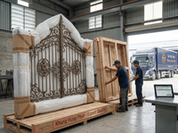 Portail de garage de style classique victorien royal, en fer forgé, galvanisé à chaud, avec revêtement en poudre, écologique et antivol