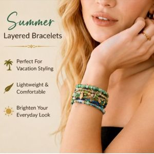 Bohemian Multi Layer Zinc Alloy Beaded Bracelet Set Women | 14K Gold Plated Stretch <b>Stack</b> Bracelets | Handmade Colorful Seed - Product Image 2