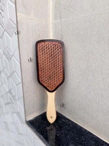 New Arrival Handmade Hand Tooled Leather Wooden Hair <b>Brush</b> With Woven Pattern Minimalist Modern Design Daily Use Rectangle Shape - Product Image 2