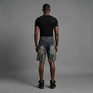 Shorts de Mezclilla Desgastados con Logotipo Personalizado – Estilo Y2K, Holgados, Unisex, para Streetwear - Product Image 4