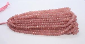 ลูกปัดโรสควอตซ์ทรงรอนเดลเหลี่ยมเพชรพลอยขนาด 7-10 มม. ลูกปัดโรสควอตซ์ทรงรอนเดลขนาด 18 นิ้ว ลูกปัดโรสควอตซ์สีชมพูธรรมชาติสำหรับทำเครื่องประดับ - Product Image 5