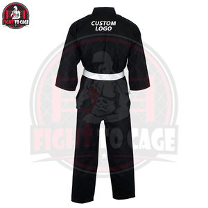En noir avec ceinture blanche, tissu 100% coton, tenue de taekwondo pour hommes en vente en gros, vêtements d'arts martiaux, uniforme de taekwondo - Product Image 2