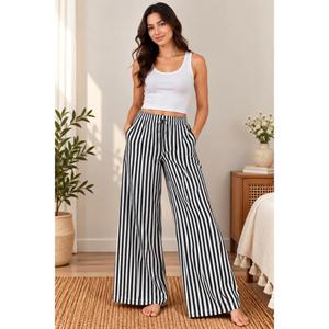 Indian Cotton Lounge Pajama Women, Check Casual <b>Trousers</b>, <b>Elastic</b> <b>Waist</b> Everyday Wear Pants - Product Image 4