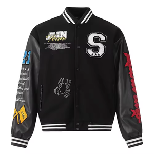 เสื้อแจ็คเก็ตบอมเบอร์สไตล์วาร์ซิตี้สำหรับผู้ชาย – ดีไซน์โทนสีพาสเทลแบบโทนต่อโทนพร้อมเนื้อผ้าสัมผัสนุ่มแบบปัดเงา รายละเอียดตราสัญลักษณ์สไตล์เรโทร - Product Image 3