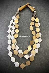 Natural Wood Durable <b>Square</b> Handicraft Handmade Beads Necklace Modern Classic Design for Girls Parties Use by MN EXPORTS - Product Image 5