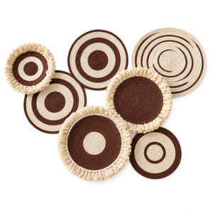 Décoration murale ronde en jonc de mer bohème personnalisée, faite à la main, marron, pour hôtels et restaurants - Product Image 3