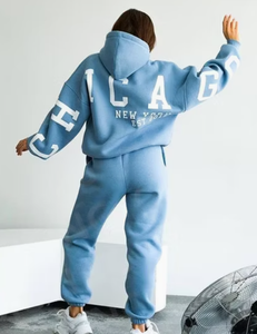 Ensemble de survêtement délavé à l'acide pour femme, sweat à capuche et pantalon de jogging, tenue de sport décontractée deux pièces - Product Image 4