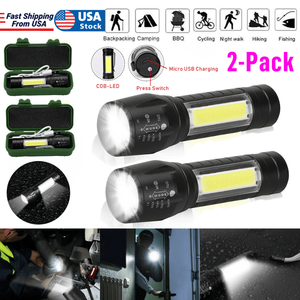 2 Pezzi Mini Torcia LED Ricaricabile USB Nera/Bianca per Campeggio ed Escursionismo (Plastica UV) - Product Image 1