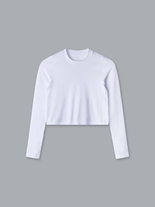 Camiseta de Manga Larga para Mujer, de Algodón Suave y Elástico, Cuello Redondo, Lisa, Informal, Básica - Product Image 3