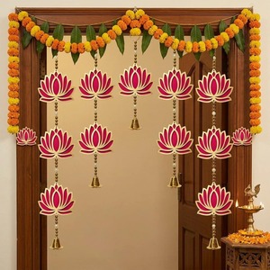 Guirlande Murale Traditionnelle en Velours MDF Doré pour Diwali, Mariage, Ganesh Chaturthi, Décoration Murale Lotus pour Maison et Bureau - Product Image 4